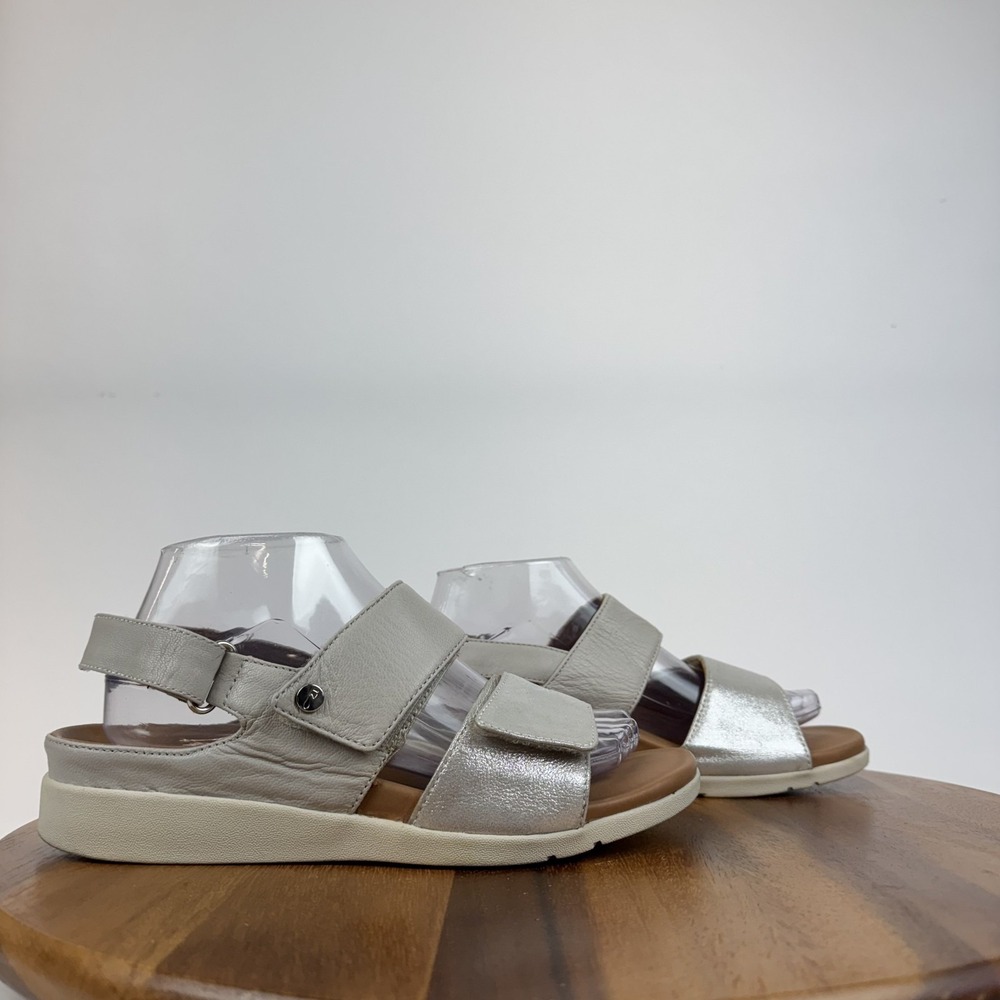 Womens Strive Riviera II Gray Leather Strappy Platform Casual Sandals Size‎ 9 M